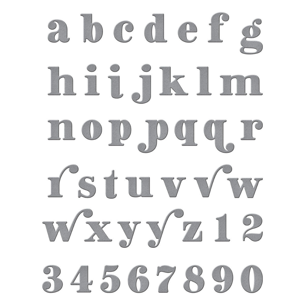 Be Bold Lowercase Alphabet & Numbers Etched Dies