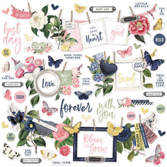 Simple Vintage Indigo Garden Banners Cardstock Stickers
