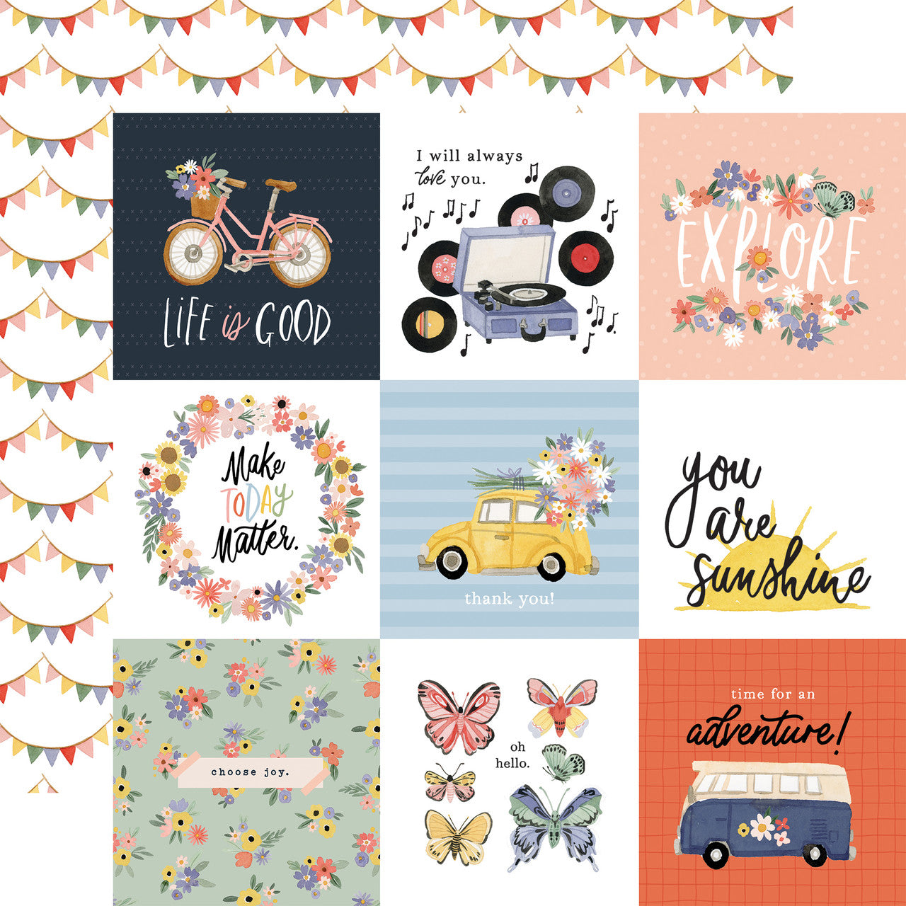 Here There and Everywhere 4x4 Journaling Cards Double-Sided Patterned Paper
