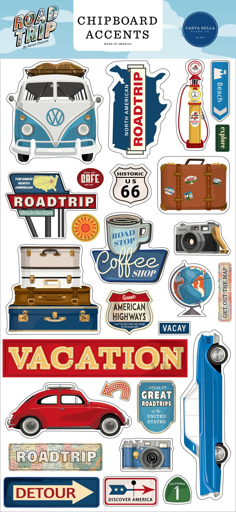 Road Trip Chipboard Accents