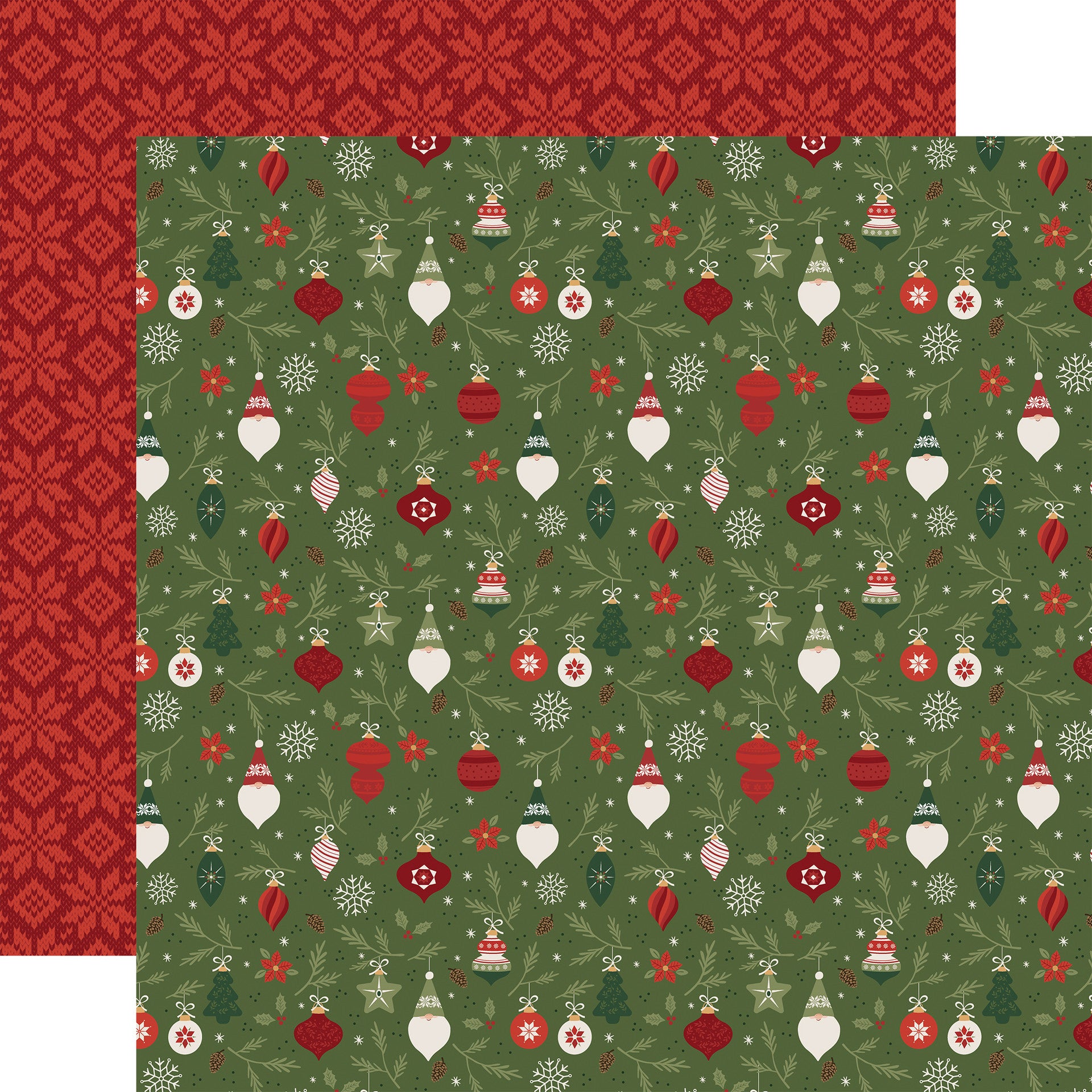 Gnome for Christmas - Deck the Halls 12x12 Patterned Paper