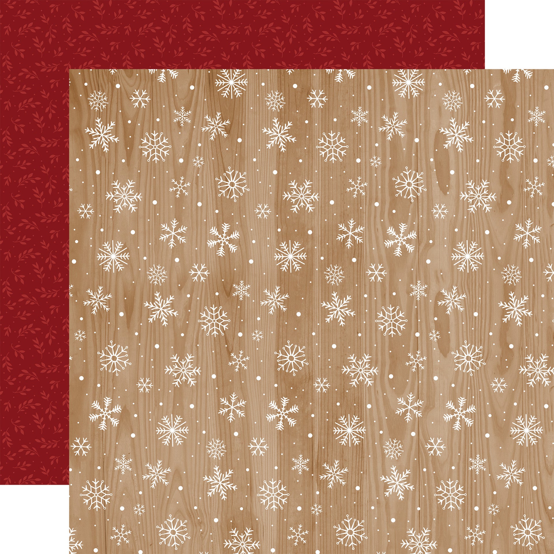 Gnome for Christmas - Woodgrain Snowflakes 12x12 Patterned Paper
