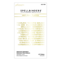 Stitched Alphabet Glimmer Descriptors Hot Foil Plates