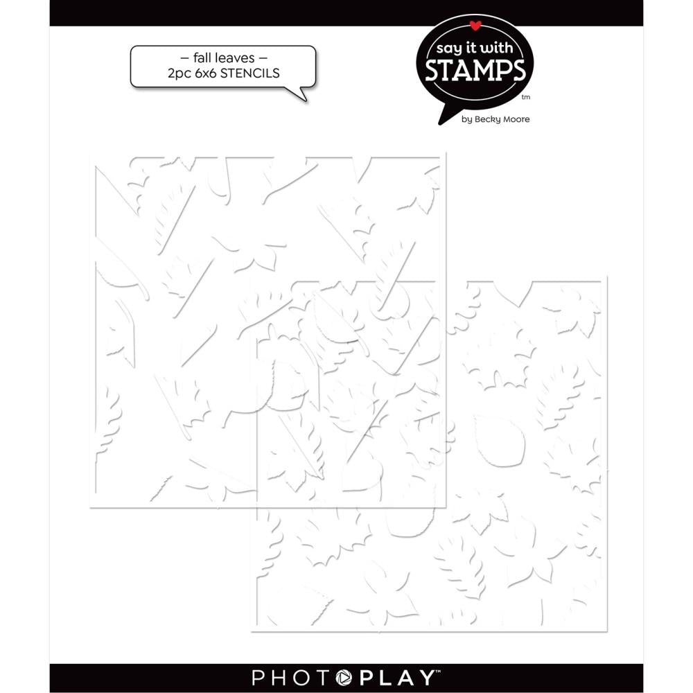 Fall Leaves 2pc Layered Stencil Set, Say It with Stamps