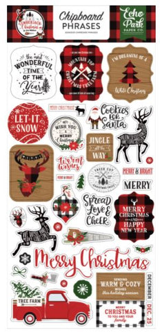 A Lumberjack Christmas Chipboard Phrases