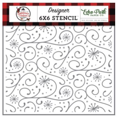 A Lumberjack Christmas - Snowy Flourish Stencil