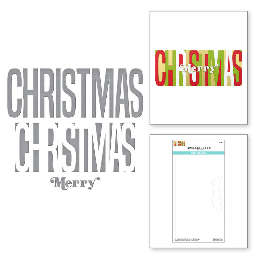 Be Bold Color Block Merry Christmas Etched Dies