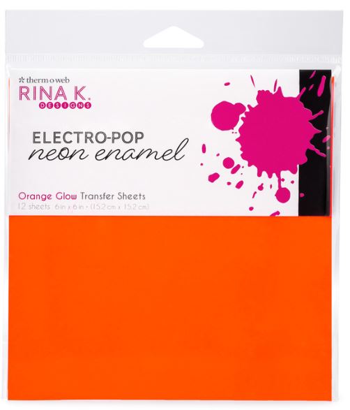 Electro Pop Enamel Orange Glow Transfer Sheets, Rina K Designs
