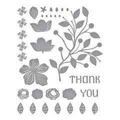 Four Petal Thank You Floral Etched Dies