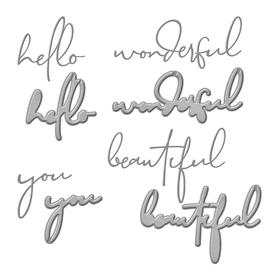 Wonderful Script Sentiments Etched Dies