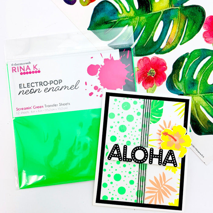 Electro Pop Enamel Screamin' Green Transfer Sheets, Rina K Designs