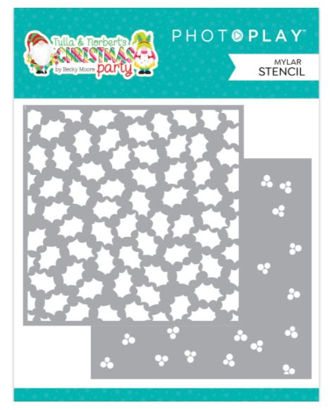Holly Berry 2pc Layered Stencil, Tulla & Norbet's Christmas Party