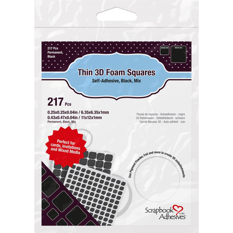 3D Foam Squares, Thin, Black