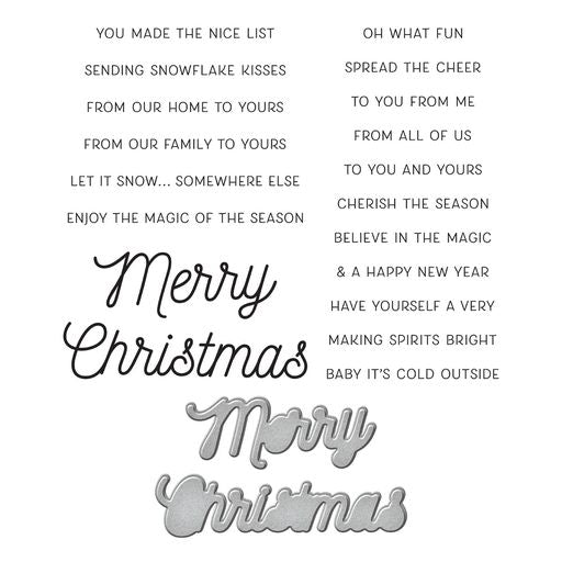 Many Merry Christmas Sentiments Clear Stamp & Die Set